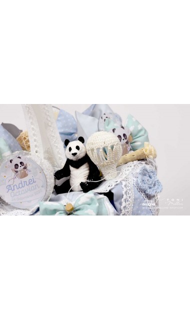 Lumanare botez cu ursuletul Panda, urs polar si baloane de aer cald, Panda Journey 11